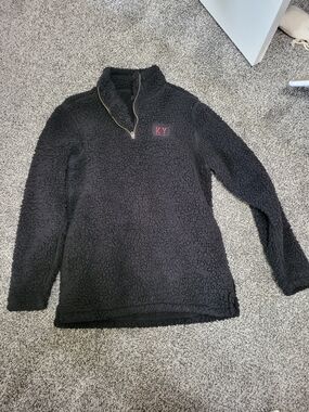 Black Sherpa Quarter-Zip Pullover with KY Kentucky Embroidery